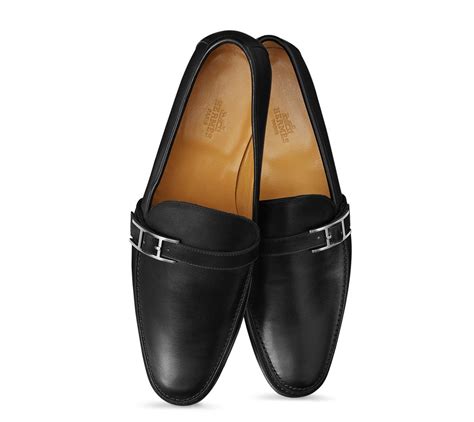 hermes black moccasins|hermes men's shoes black.